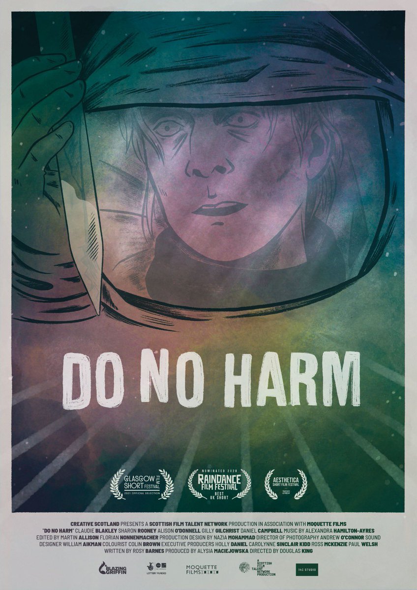 doug14c's tweet photo. Love our cosmic poster by the brilliant @julesscheele for @DoNoHarmShort Thanks Jules!! It’s available to watch now at @GlasgowShort alongside many cracking films 🧪🥪💥 https://t.co/BbiBBRsO8g
