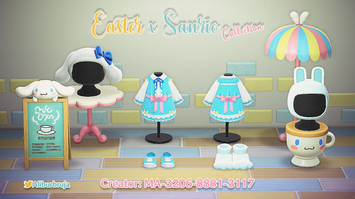 AliBurbruja's tweet photo. #AnimalCrossing #ACNH #NintendoSwitch #ACNHDesign #ACNHDesigns #HappyEaster #Sanrioacnh #AnimalCrossingNewHorizons 

💐🐰🥚 Easter x Sanrio Collection 🍮🍬🥤

Three designs to match with bunny hats and shoes or Sanrio accessories

Front and back designs with stuff https://t.co/taHexlLuHk