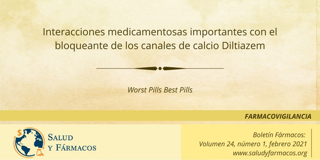 SaludyFarmacos's tweet photo. #Interacciones medicamentosas importantes con el bloqueante de los canales de calcio #Diltiazem
@CitizenHRG
#Cardizem, #Taztia, #Tiazac, #betabloqueante, #estatina, #acebutolol, #atazanavir, #atenolol, #carvedilol, #claritromicina,
En espaรฑol ๐
https://t.co/O60lkunztA https://t.co/sLhKdI2oDU