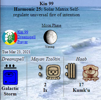 Tex369X's tweet photo. Tuesday 3.23.2021 - #Kin99
Long Count 0.0.8.6.14
moon:9 day:17
#BLUEGALACTICSTORM
White Northern Castle of Crossing
I harmonize in order to catalyze
Modeling energy
I seal the matrix of self-generation
With the galactic tone of integrity
I am guided by the power of abundance https://t.co/uGpfKu0IsT