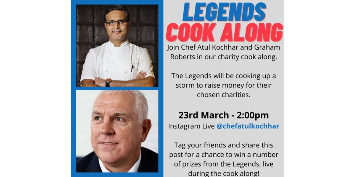 snappcvgroup's tweet photo. Really excited about this, two legends cooking together live for charity! 23rd March 2pm! 
@chefatulkochhar and @GrahamRoberts4

Donate: https://t.co/yeZzSBgfqH
 
#atmtlabs #charity #thfc  #football #tottenham #donation #spurs #cookalong #chef @SpursOfficial https://t.co/yRf5IBrA9O