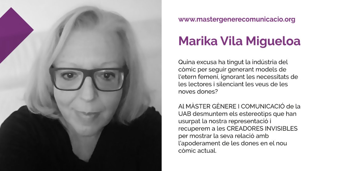GIC_UAB's tweet image. Marika Vila ➡ Construcció de la diversitat de gènere en el còmic i la il·lustració

#comunicaciofeminista
#MasterUAB
#periodismefeminista
#estudisdegenere