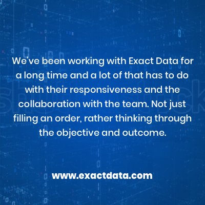 ExactData's tweet image. Each customer is not only given the right data, they are given the right STRATEGY. #LeadersInTargetedLeads #TestimonialTuesday #ExactDataDifference
