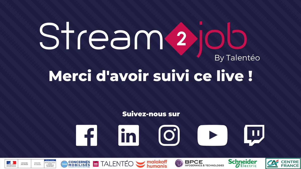 Talenteo's tweet photo. Le live #Stream2Job spécial #Alternance est désormais terminé !
Merci aux entreprises présentes : Crédit Agricole Centre France, BPCE-IT, @SchneiderElecFR et @MalakoffHumanis !
Rdv sur : https://t.co/p8TLZghdcp pour visionner le replay !
--
#emploi #handicap https://t.co/jQwUfkp1UA