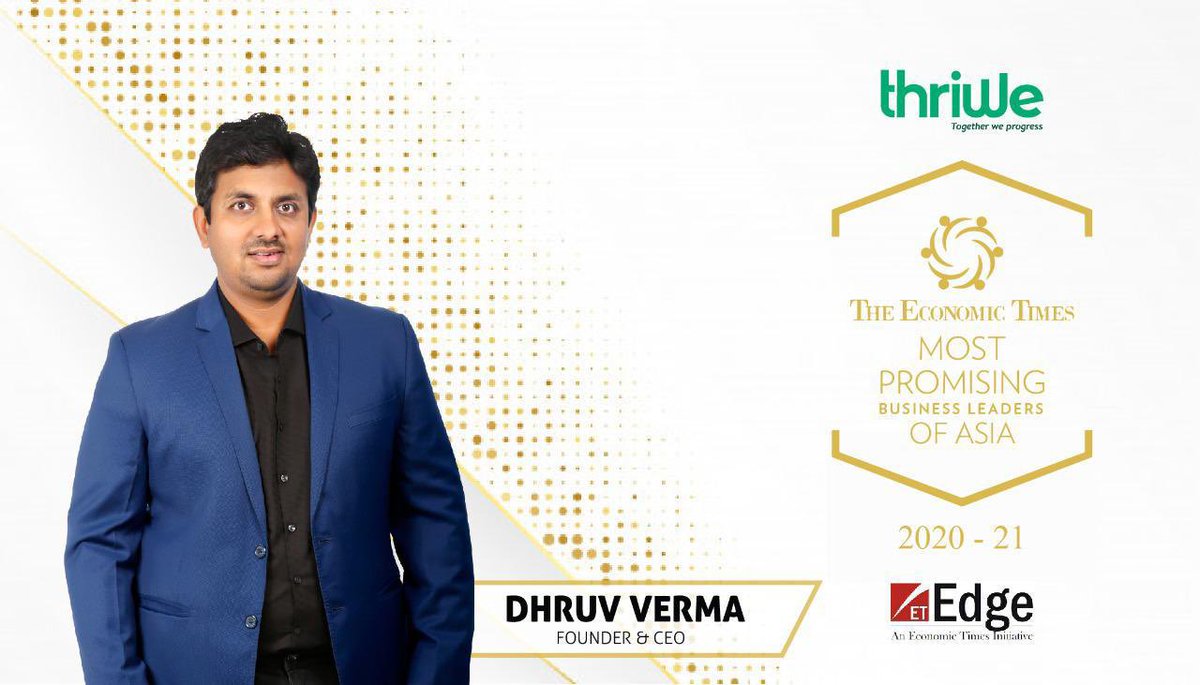 YourNestVC's tweet photo. .@Dhruvthegolfer Founder & CEO @thriwegroup, has been recognised as ‘The Economic Times Most Promising Business Leader of Asia 2020-2021’ for being a business visionary and demonstrating exemplary leadership qualities. @ET_Edge @EconomicTimes #Challengineer https://t.co/ZMAVDUR6EY