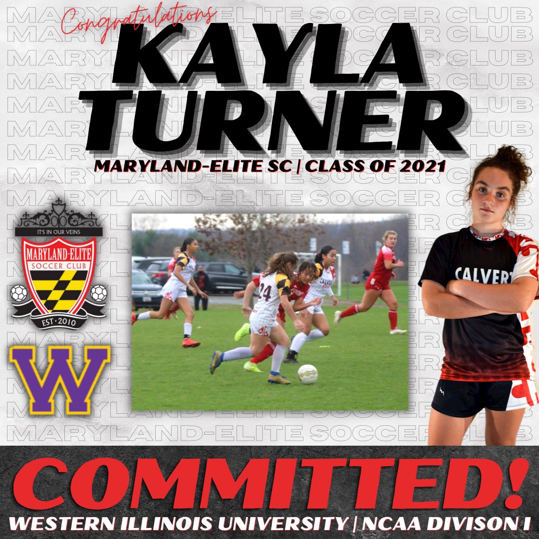 Congratulations to MESC’s Kayla Turner and her family! Kayla has verbally committed to play for Western Illinois University at the NCAA Division I level! CONGRATULATIONS KAYLA! 👏 #marylandelitesoccer #marylandelite #ncaasoccer