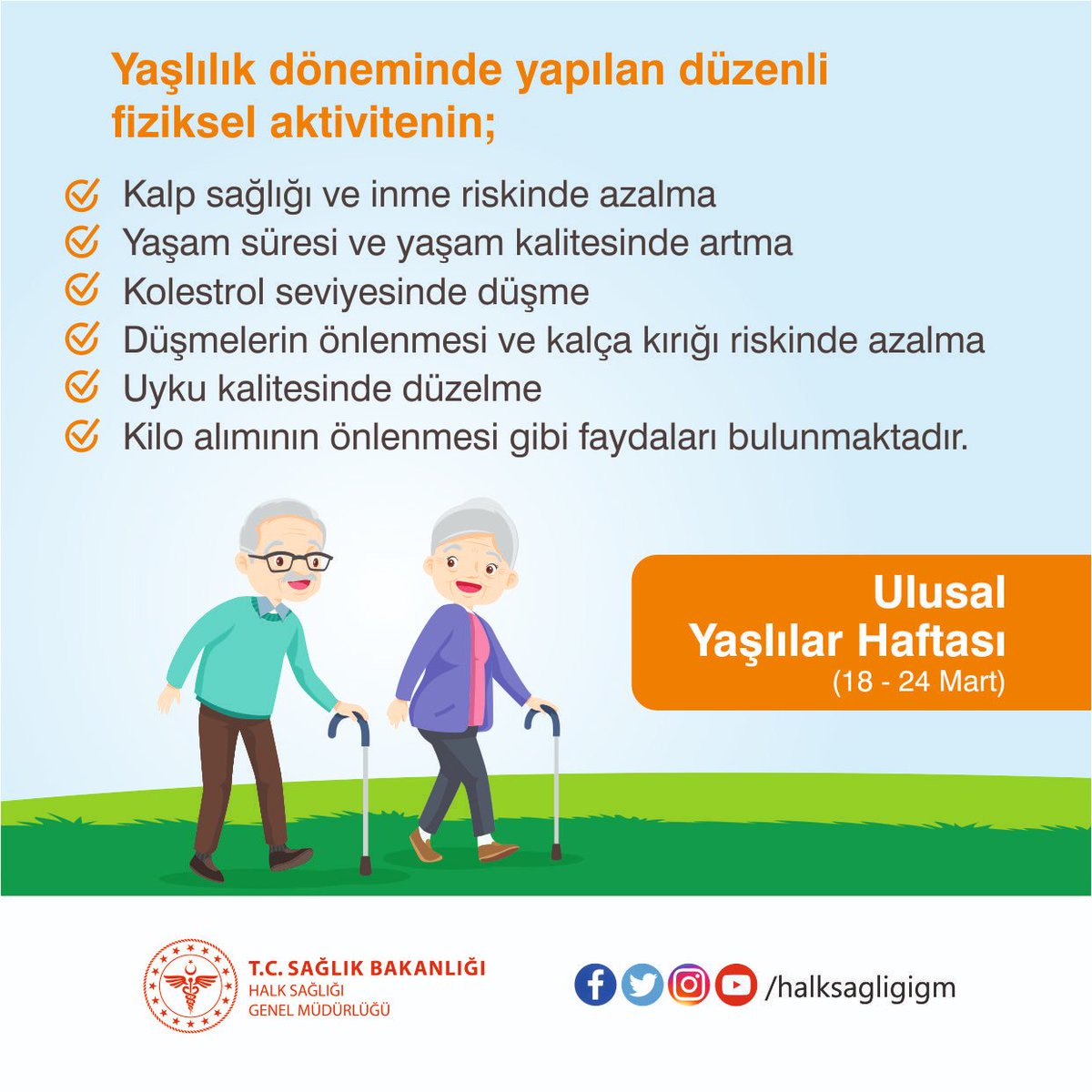 Her yaşta fiziksel aktivite sağlığı ve bağışıklığı destekler.
#UlusalYaşlılarHaftası