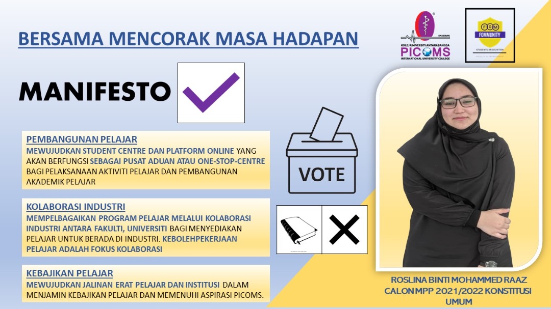MPPpicoms's tweet photo. Konstitusi Majlis Perwakilan Pelajar ( MPP ) Kolej Universiti Antarabangsa PICOMS

Tarikh Berkempen : 15 - 28 March 2021
Tarikh Mengundi : 29 March 2021

Jangan Lupa Mengundi. Pilihan Yang tepat ditangan Anda👍🏼 https://t.co/AcfnrUYTAc