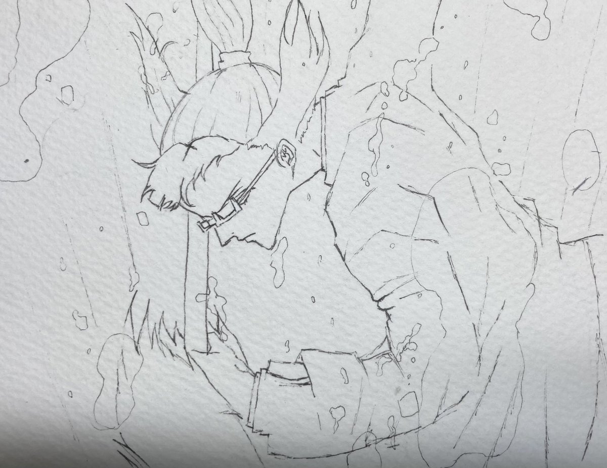 Hiruca 呪術廻戦 禪院真希 模写イラスト 水しぶき難しい 呪術廻戦 禪院真希 模写イラスト アナログ イラスト 水彩画色鉛筆 ホルベイン透明水彩絵具 チャイニーズホワイト