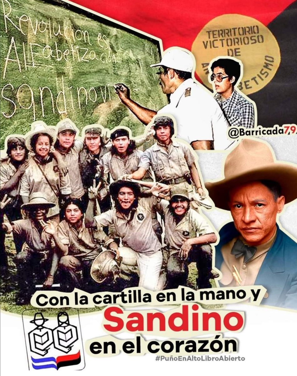 #PuñoEnAltoLibroAbierto | Con la cartilla en la mano y Sandino en el corazón, así iniciaba hace 41 años, la mayor proeza educativa y cultural de la historia de Nicaragua, la Cruzada Nacional de Alfabetización✌️🇳🇮✊🖐️🔴⚫