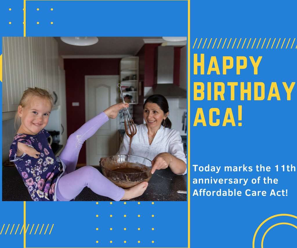 AAHD1's tweet photo. Today marks the 11th anniversary of the #AffordableCareAct! The law expanded Medicaid and offered specific protections like - plans can no longer exclude those with pre-existing conditions.
#WinningWithTheACA #ThankstotheACA #ACAAnniversary #ACA11Years #HappyBirthdayACA https://t.co/STR5h7fBfL