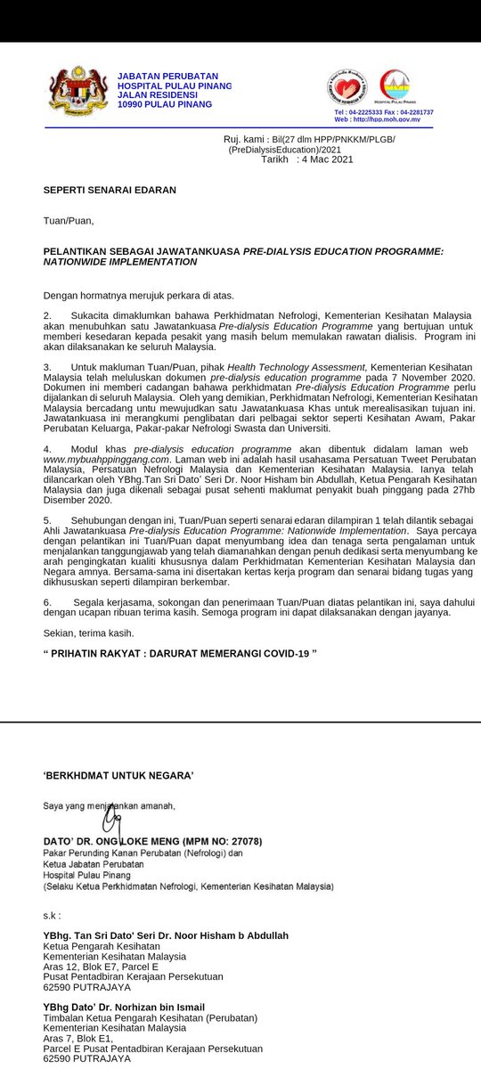 Dr Rafidah Abdullah On Twitter I Have Been Tasked To Head 3 National Projects 1 Renal Palliative Care 2021 2025 2 Pre Dialysis Education Programme 2021 2022 3 Covid19 Vaccination Dialysis And Transplant Patient