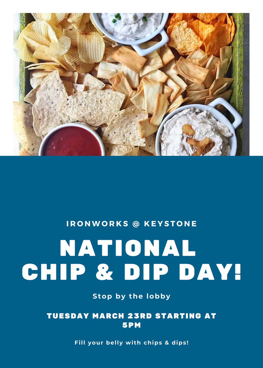 End your day with us in the lobby and snag up an individual chip and dip combo!