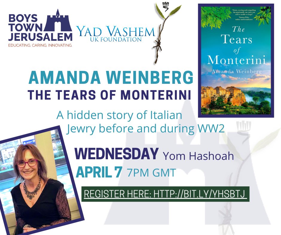 We are honoured to host <a href="/amandaweinberg_/">Amanda Weinberg</a>  together with <a href="/yadvashemUK/">Yad Vashem UK</a> for a must hear talk this Yom Hashoah, Israel's Holocaust Remembrance day  - Register now at buff.ly/315GAQn!