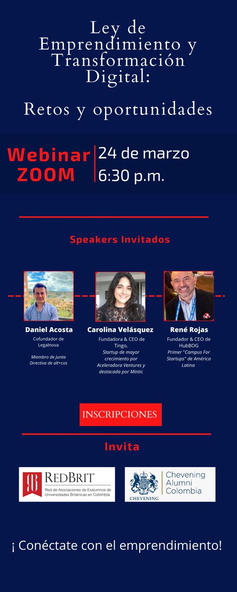 RedBritCo's tweet photo. No olvides que nuestra cita para el Webinar "Ley sobre Emprendimiento y Transformación Digital: Retos y Oportunidades" es hoy!. 
Inscríbete en el siguiente enlace:
 https://t.co/uFSBeuHQjx https://t.co/NfSJglkBLx