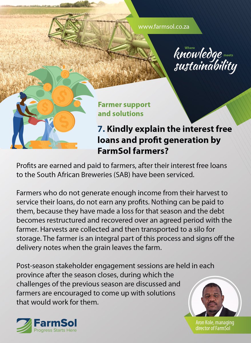 FarmSolHoldings's tweet photo. Farmer support and solutions: In our last two questions, Kole provides insights into the role of FarmSol's farmer forums. Question 7: Kindly explain the interest free loans and profit generation by FarmSol farmers?
#farmsol #farmersupport #agriculture https://t.co/8ITT45jjRD