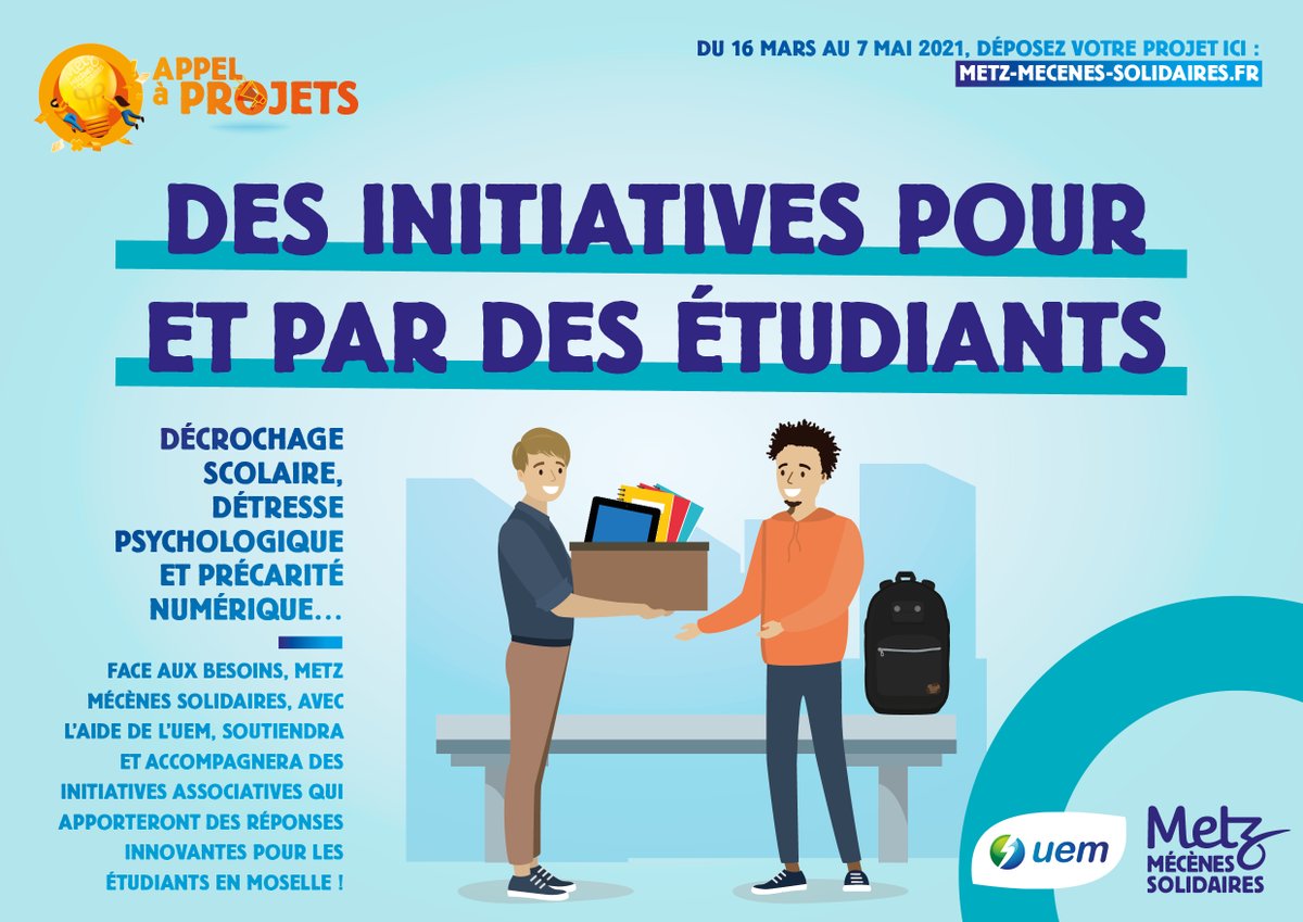 BPALC's tweet photo. [Appel à projets]
@MMSolidaires souhaite apporter une aide financière aux étudiants et un accompagnement pour les projets qui lutteront contre le décrochage scolaire, le décrochage psychologique et la précarité numérique.
Plus d'informations 👉https://t.co/smDt1aJzi4 https://t.co/WYKIpMPiu5