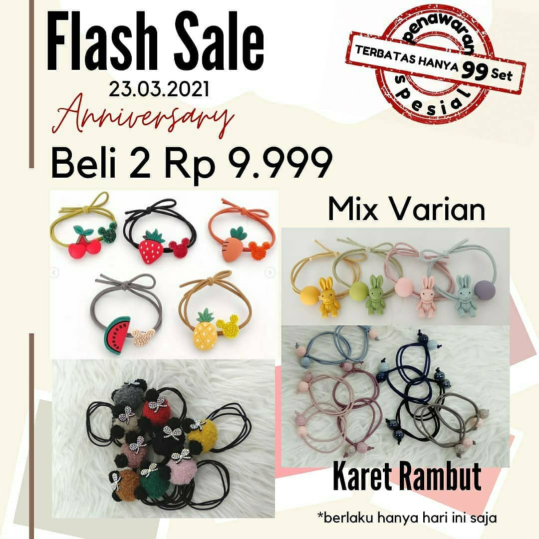 MallSuncity's tweet photo. FLASH SALE karet rambut beli 2 hanya Rp 9.999 ( mix varian )
Berlaku hanya hari ini saja, tgl 23 Maret 2021
Buruan serbu promo hari ini @julianpotts_suncitysidoarjo https://t.co/WWwbddOFzg