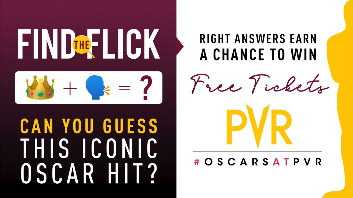 _PVRCinemas's tweet photo. Feels like this piece of history, was always destined to create Oscar history!
Let us know your
#FindTheFlick answer and get a chance to catch the #OscarsAtPVR
#Oscars #OscarFilmFestival #AcademyAward @theacademy @pvrpictures #Trivia #OscarNoms https://t.co/NRykKNZ9fV