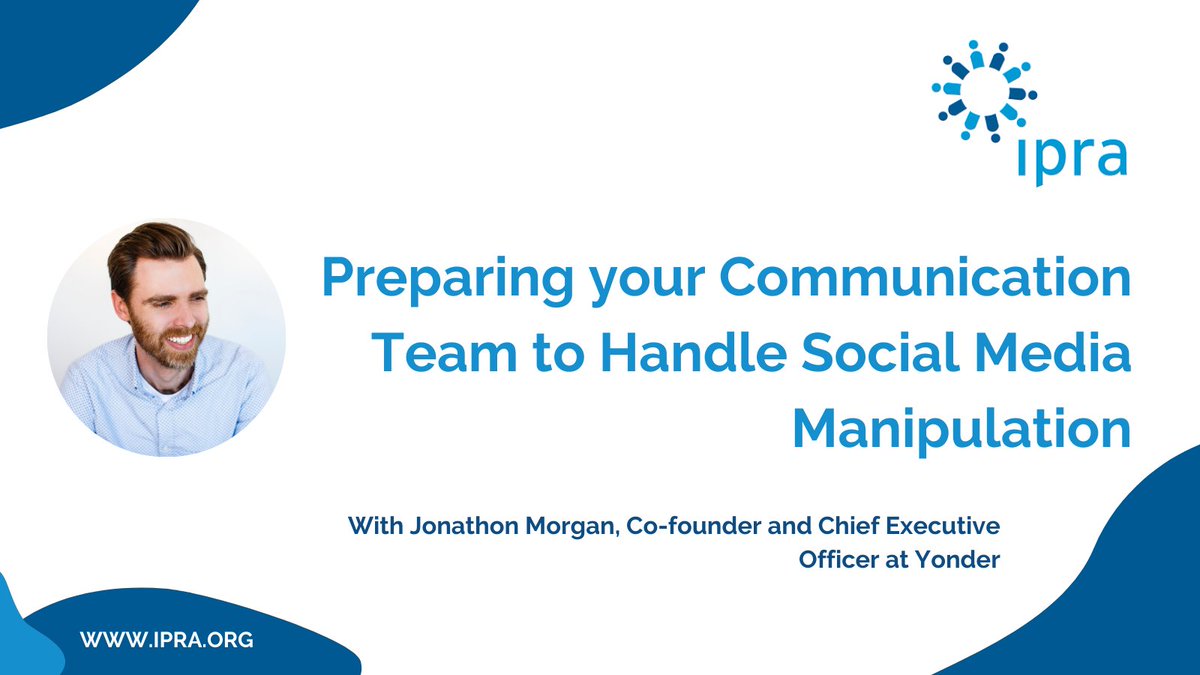 HoratioNelson's tweet photo. @ipraofficial Thought Leadership Webinar - Predictive Analysis as a Solution to Social Media Manipulation with @jonathonmorgan Co-founder &amp; CEO at Yonder (@therealyonder) - register here: https://t.co/O53uCCOXru https://t.co/WVuAZAXAji