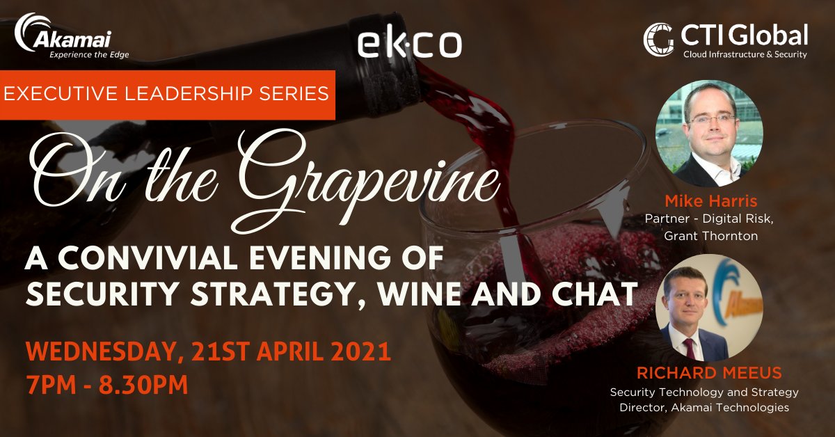 GlobalCTI's tweet photo. Secure application delivery from the cloud is the theme of our next virtual winetasting event and we're delighted to have Mike Harris of @GrantThorntonIE and Richard Meeus of @Akamai participating in our fireside chat. https://t.co/NnW591NUXY

#CyberSecurity 
BY INVITATION ONLY https://t.co/sxR3KrLjCJ