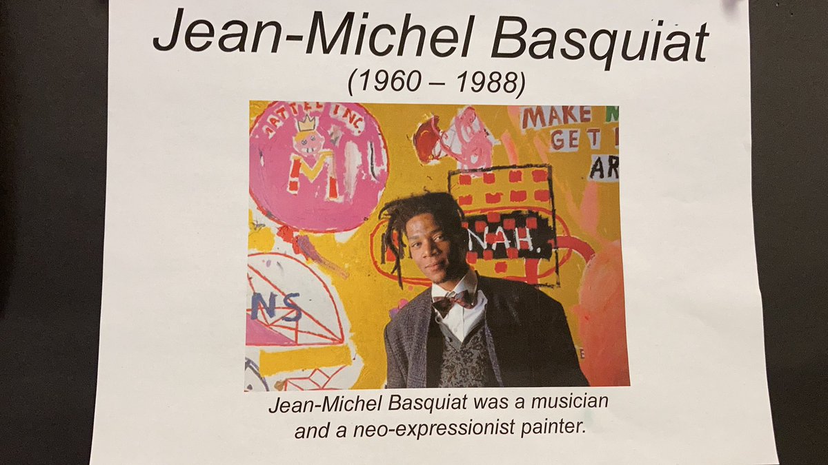 TDSB_IRC's tweet photo. Ms Kennedy’s class art inspired by Jean-Michel Basquiat! https://t.co/Vb37hSOTGg