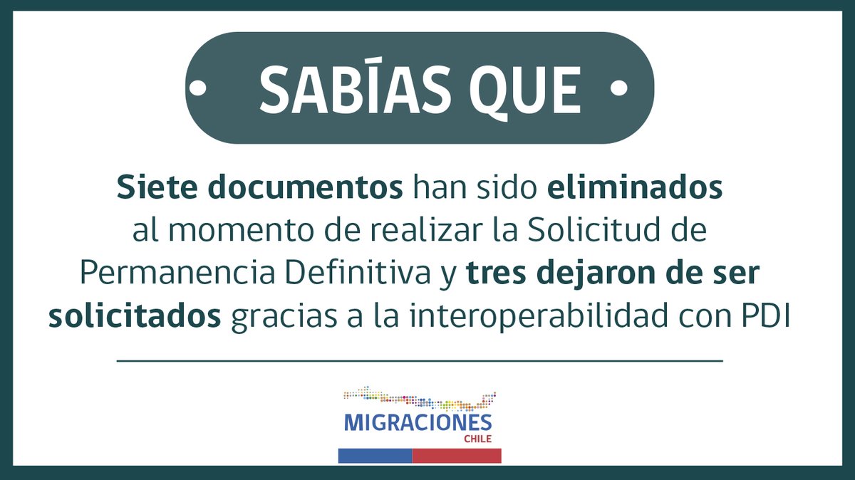 MigracionesCL's tweet photo. El Departamento de Extranjería y Migración sigue avanzando en la interoperabilidad 🔁 con otras instituciones del Estado, lo que permite reducir los requisitos de los diferentes trámites. https://t.co/3L3Wej25Dj
