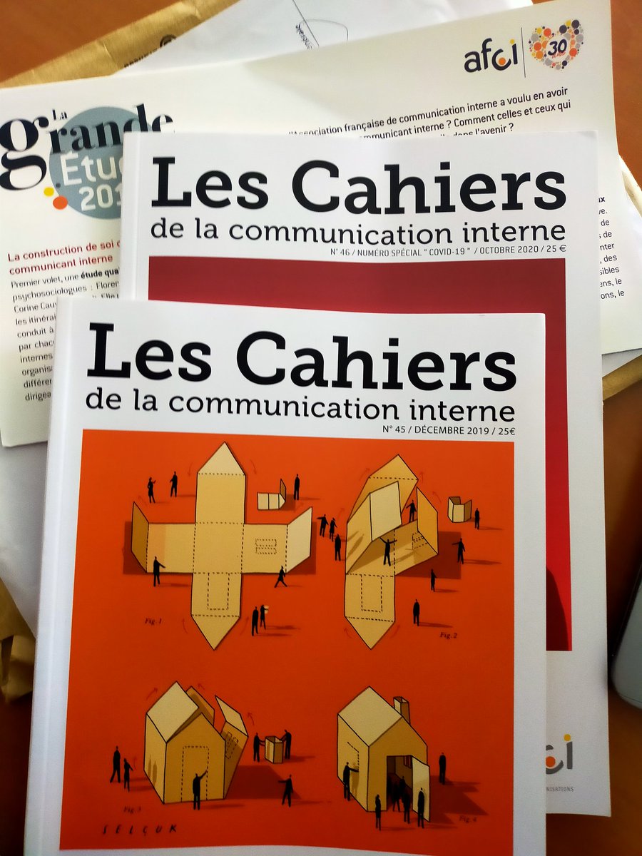 Très heureuse d'arriver à mon bureau ce matin et de trouver ces cahiers de #CommunicationInterne envoyés par l' <a href="/AfciOfficiel/">Association française de communication interne</a> 
#coconstruction #sens #communication #organisation 
Que des sujets qui me passionnent ! Merci