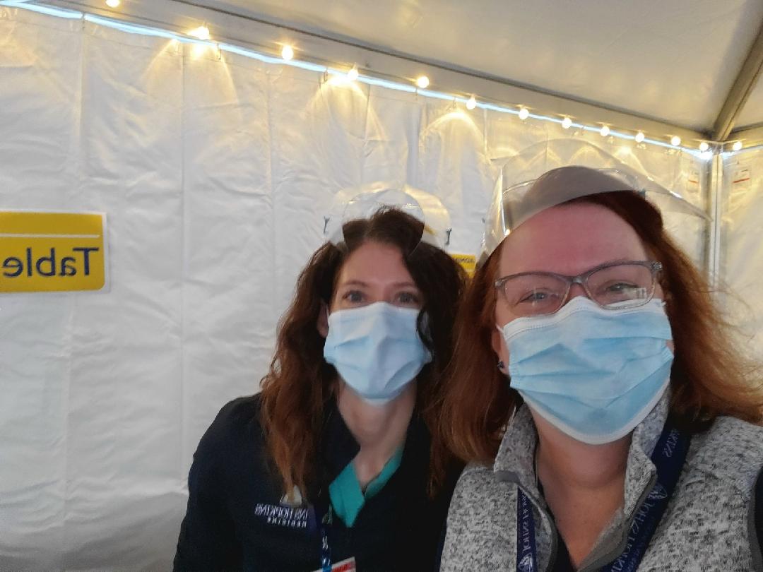 Excited to be out giving vaccines with @JPeterson_CNS <a href="/JHUNursing/">Hopkins Nursing</a>