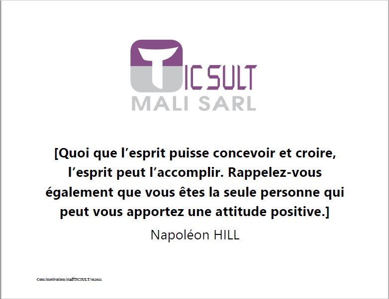"Quoi que l'esprit puisse concevoir et croire, l'esprit peut l'accomplir....
#NHill
#Motivationtuesday
<a href="/TicSultMali/">TicSultMali</a>