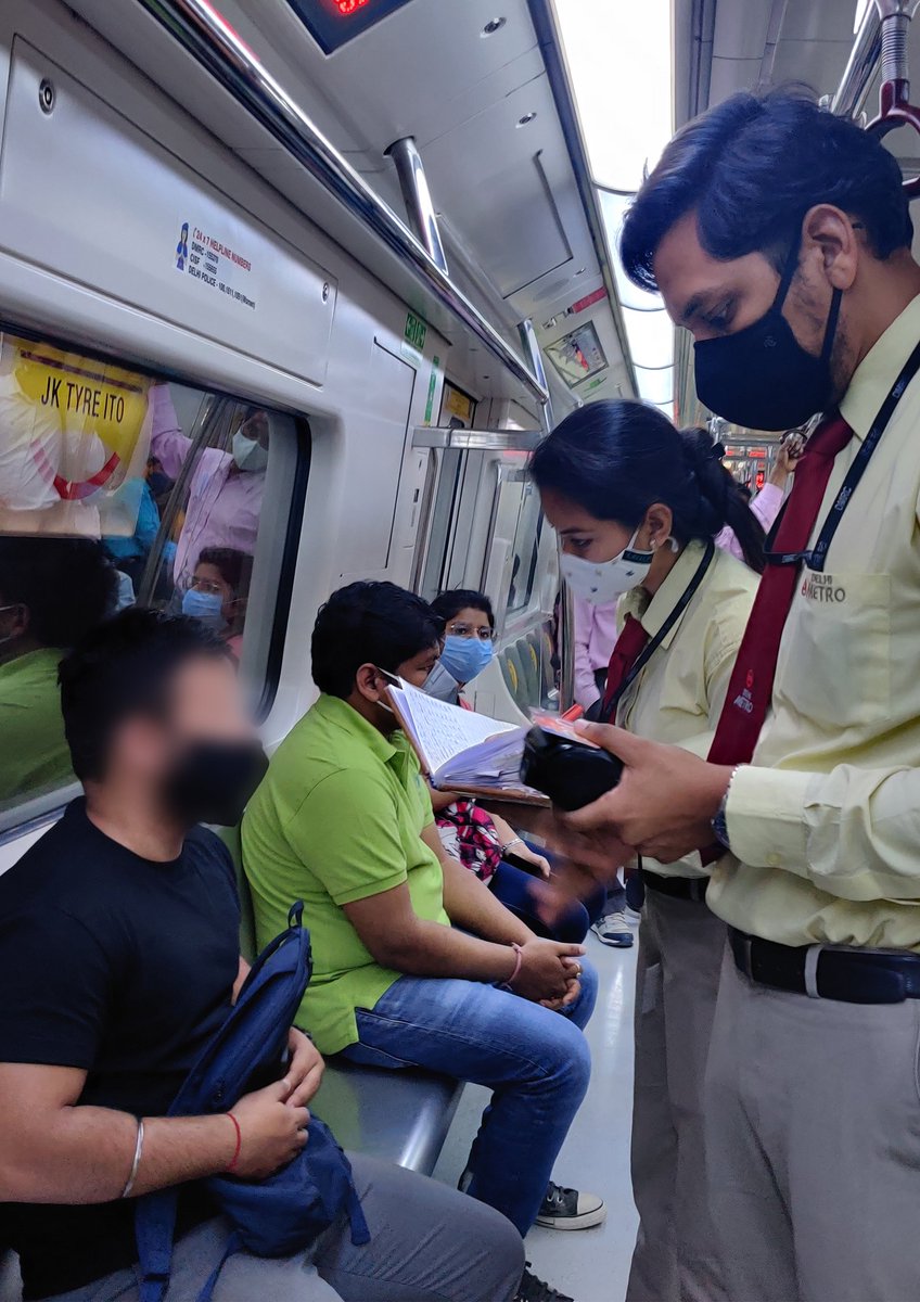 OfficialDMRC's tweet photo. We do not wish to penalise you. But for your safety and ours, do not be like the commuters fined today for improperly wearing or not wearing a mask. #CovidIsntOverYet https://t.co/74bfjoGpZV