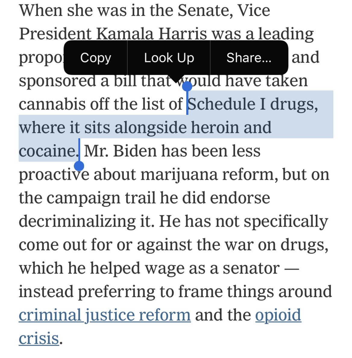 jazzlw's tweet photo. @GioRussonello there’s an error in your article from March 22. Cocaine is schedule 2, not schedule 1, due to its accepted medical use. (So cannabis is rated by the federal government as more dangerous and less medically useful than cocaine) https://t.co/v5123ZexWV https://t.co/ZXsA4EICPa