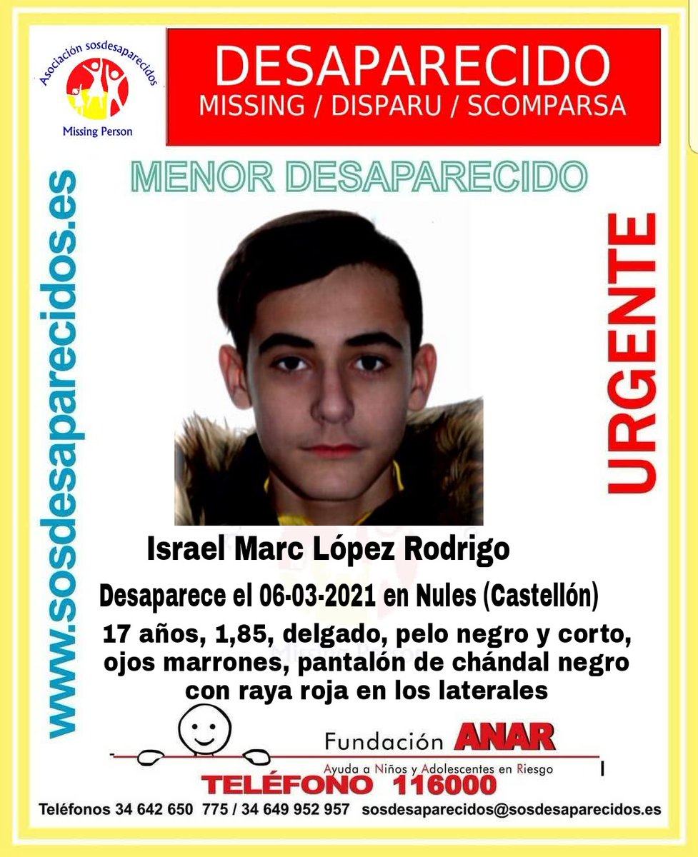 🆘#MuyUrgente ⚠️
Este es Israel, un menor que ha #desaparecido en Nules #Castellón

Si le has visto llama:

☎ 062 
☎ 112 

Colabora, tu RT no cuesta nada y puede ayudar mucho.