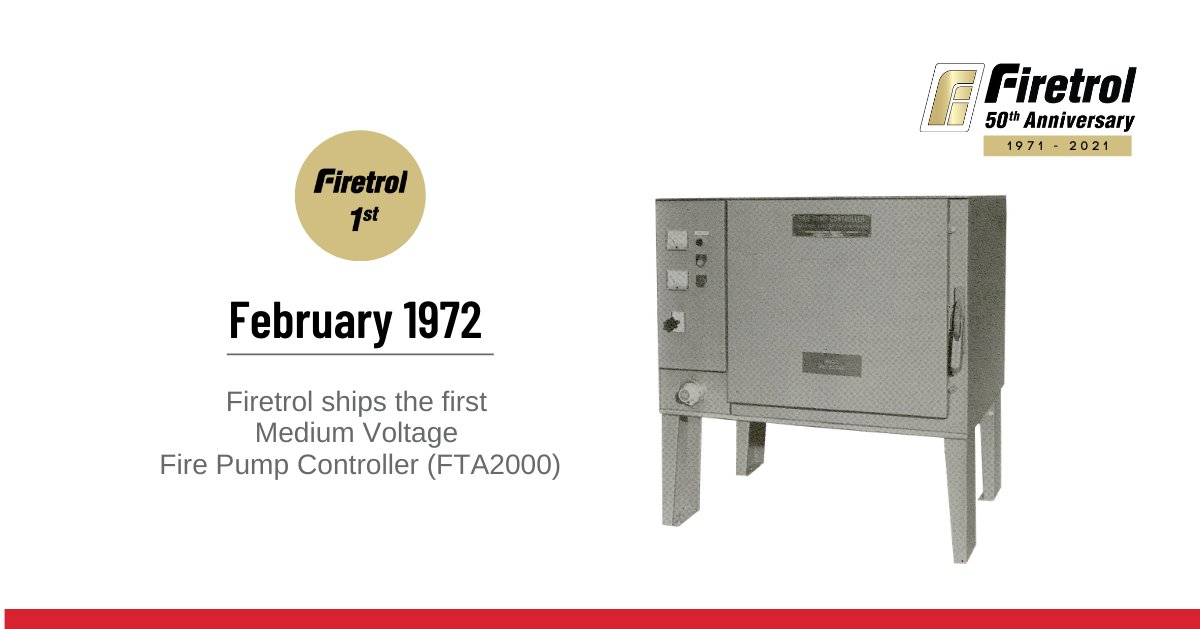 February, 1972 – Firetrol ships the first Medium Voltage Fire Pump Controller (FTA2000)