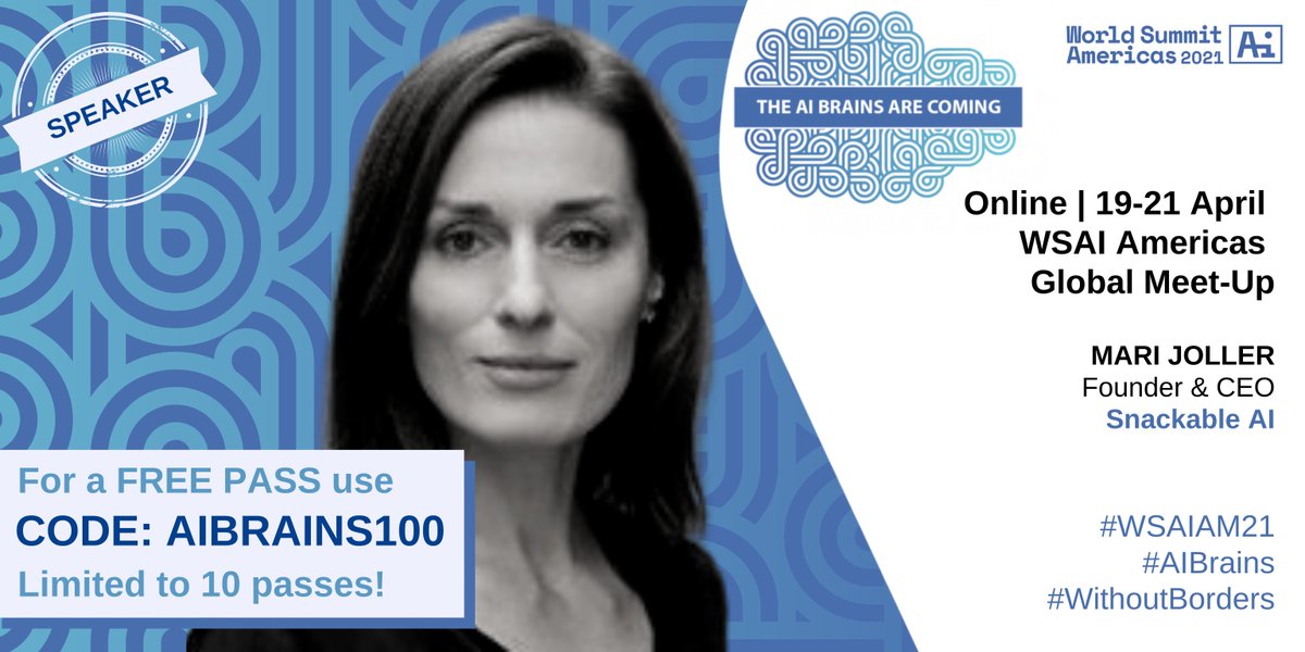 marijay's tweet photo. Excited to speak at AI Summit for the Americas (Apr 19-21 online). Join @gabebatstone from @contextere, Jean-Simon Venne from @BrainBoxAi, @aly_madhavji from @LoyalVC &amp; @BlockchainFF, and me by using the free pass https://t.co/gRP5KYYOak #WithoutBorders #AIBrains #WSAIAM21 https://t.co/ympHdG5bMf