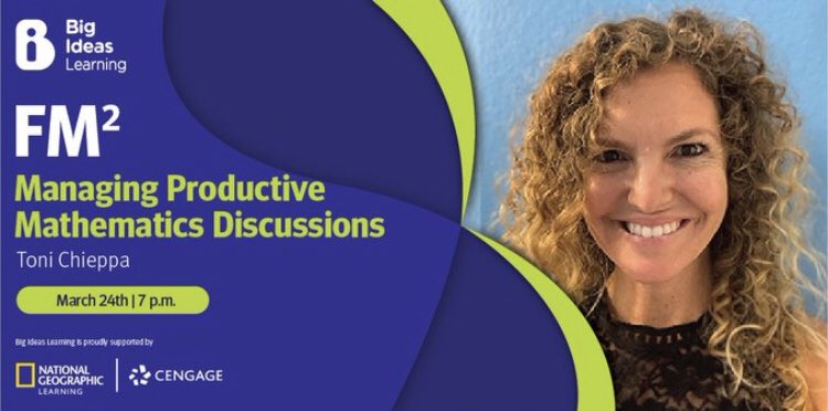 Join <a href="/BigIdeasMath/">Big Ideas Learning</a> and <a href="/tmchiepp/">Toni Chieppa</a> tomorrow, March 24th at 7:00 pm. You won’t want to miss this discussion on “5 Practices for Orchestrating Mathematics Discussion.” Register here: bit.ly/3iC0f22