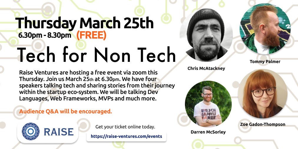 Raise Ventures (@raise_ventures) on Twitter photo ...and like that. we've just announced two new speakers for Tech for Non Tech, this Thursday at 6.30pm.
order your free ticket today.
// <a href="/gingerzoealex/">Zoe</a> @tommypalm @chrismcatackney <a href="/darrenmcsorley/">Darren McSorley</a> <a href="/reflex_studios/">reflexstudios</a> <a href="/askobbi/">Obbi Solutions</a>
💻🎟️
raise-ventures.com/events/#!event… ...and like that. we've just announced two new speakers for Tech for Non Tech, this Thursday at 6.30pm.
order your free ticket today.
// <a href="/gingerzoealex/">Zoe</a> @tommypalm @chrismcatackney <a href="/darrenmcsorley/">Darren McSorley</a> <a href="/reflex_studios/">reflexstudios</a> <a href="/askobbi/">Obbi Solutions</a>
💻🎟️
raise-ventures.com/events/#!event…
