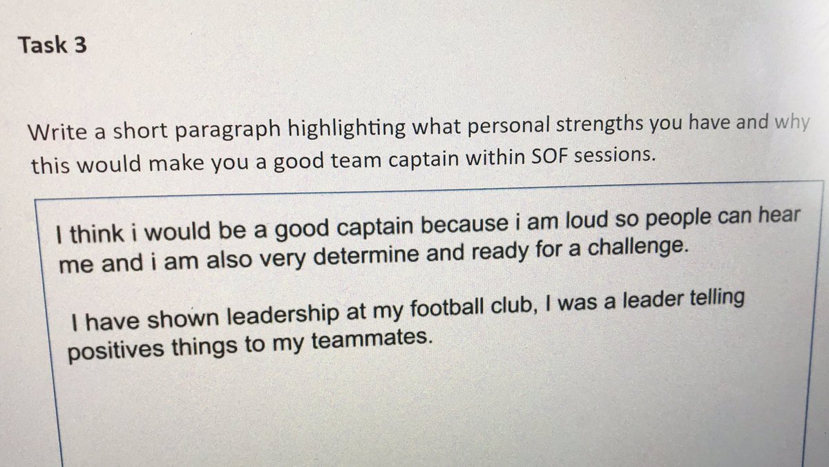 ScotFANorth's tweet photo. Some additional work presented by @Lochsideaca pupils highlighting what leadership qualities they have and why they would make a good SOF captain👏⚽️
@CashBackScot #PersonFirstPlayerSecond https://t.co/asGYQJZS0o