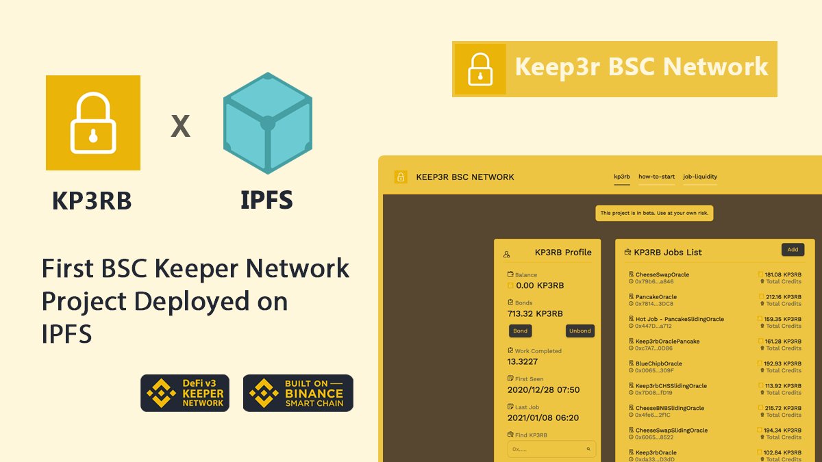 First BSC Keeper Network Project Deployed on <a href="/IPFS/">IPFS</a> <a href="/cz_binance/">CZ 🔶 BNB</a> <a href="/BinanceChain/">Binance Chain</a> 

#BSC #BinanceSmartChain #KeeperBSC