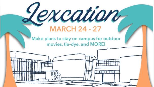 Looking for some fun and relaxation? Come to Lexcation! With a dozen events, we're sure to have something for you! Full event schedule and details on BBNvolved ow.ly/sYDd50E3zRc @ukcampusrecwell <a href="/UKGetInvolved/">Student Organizations and Activities</a> <a href="/ukygreek/">Fraternity and Sorority Life</a> <a href="/UKYSAB/">UK Student Activities Board</a> <a href="/UKHouseResLife/">UK Housing & Residence Life</a> <a href="/ukyrecycles/">UK Recycling</a> <a href="/WRFL/">WRFL 88.1 FM</a> <a href="/UK_NPHC/">UK NPHC</a>