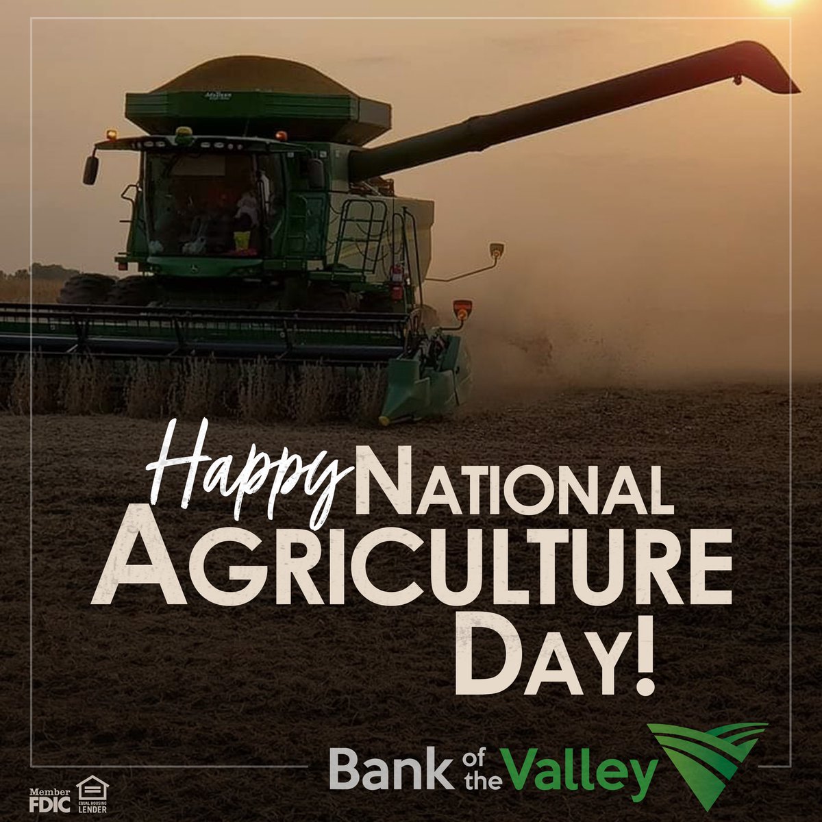 BankoftheValley's tweet photo. Happy National Agriculture Day! We are proud to serve our Agricultural Community! https://t.co/ddxQAsqNgh