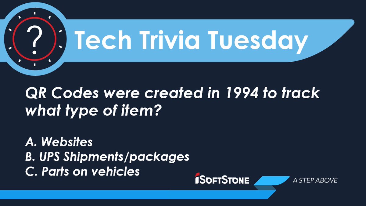iSoftStone's tweet image. #techtriviatuesday from iSoftStone!  Interact with us and retweet us your answer!  We will like and comment back to who has the correct answer!  Participation is key!

#techtrivia