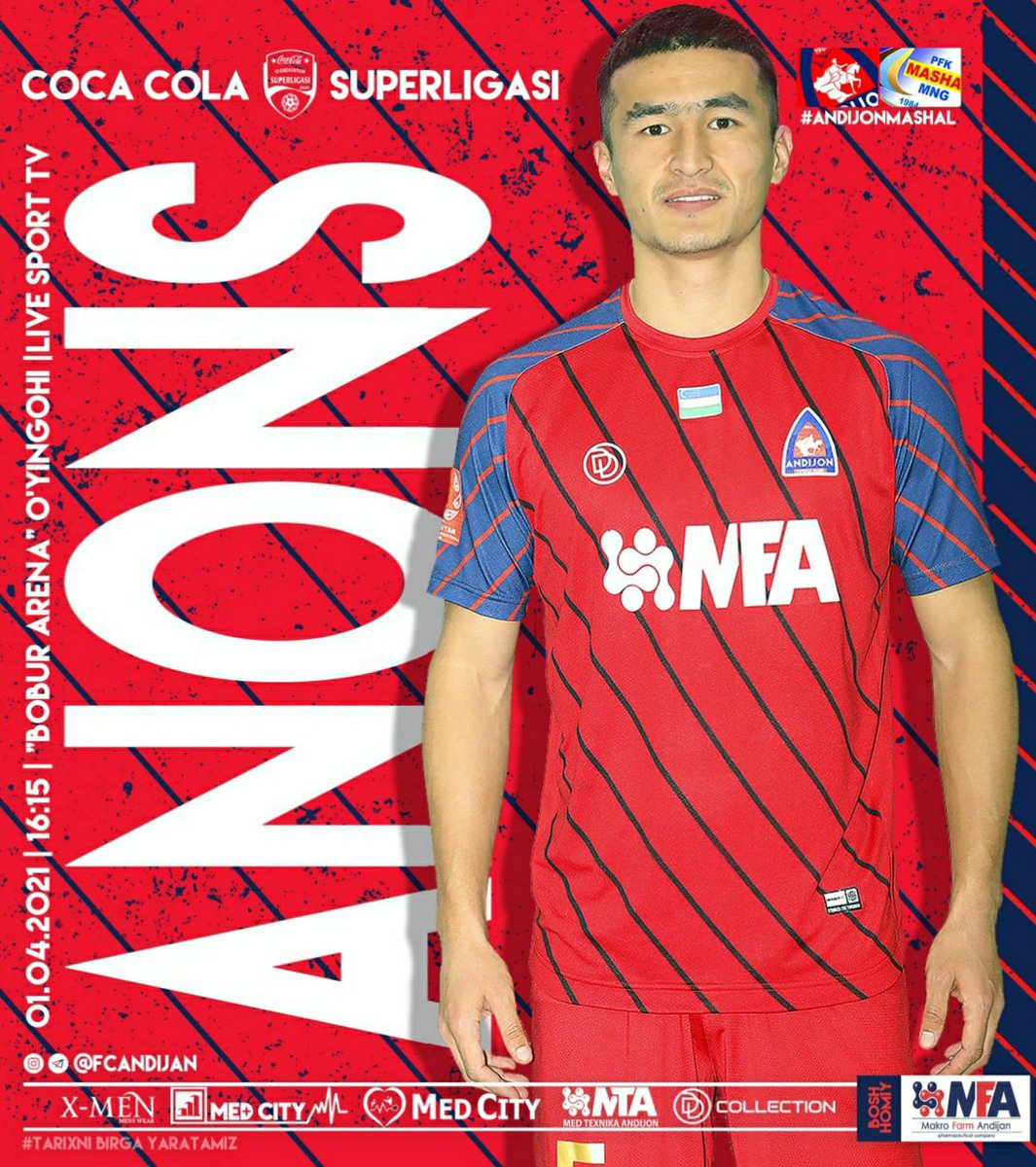 AndijanFc's tweet photo. #АНОНС
🏆 | Coca-Cola Суперлигаси 2021
4-тур учрашуви. 
⚽️ | Андижон - Машьал
📆 | 01.04.2021 (Пайшанба) 
🕡 | Соат 16:15да
📍 | Андижон вилояти
🏟 | "Бобур арена" ўйингоҳи

Жамоамизни қўллаб қувватланг #Тарихнибиргаяратамиз https://t.co/e9EReFrCau