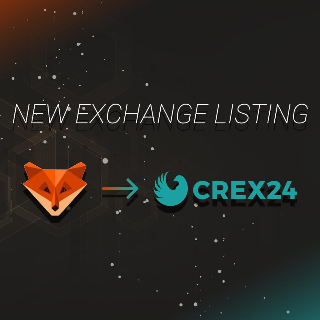 We are proud to announce, that $Foxdcoin is now LIVE on @Crex_24 Exchange with the USDT pair !

🎉🍾

#btc #crex_24 #Listing #exchange #cryptocurrency