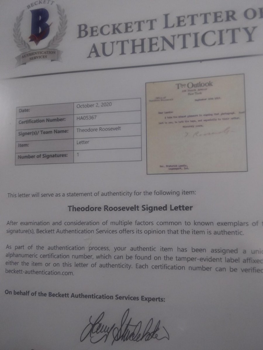 SCCTradingCards's tweet photo. Huge hit from 2020 @HistoricAutos POTUS First 36! Theodore Roosevelt Signed Letter w/ @beckett_authent COA!!
#SteveDoesItAgain #HistoricAutographs #Beckett #PROTUS #RoughRiders https://t.co/XpagdMwlZz