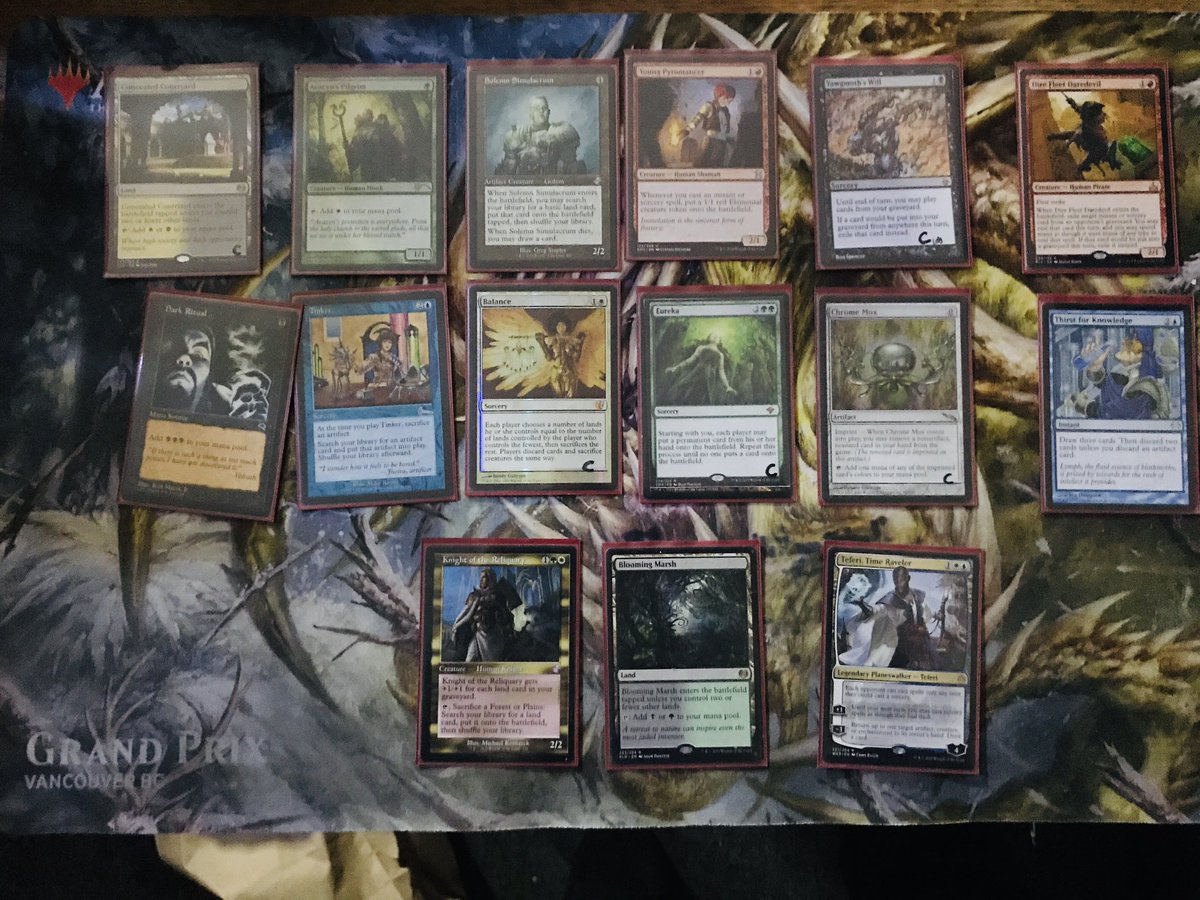 Samsoni1MTG's tweet photo. I just remembered I have this vintage cube that doesn’t get a lot of love anymore due to covid so fun game
#PackonePickone
Im thinking tinker but Im also a big fan of dumb shit eureka.deck 🤣
#VintageCube https://t.co/HnuygFIeF7