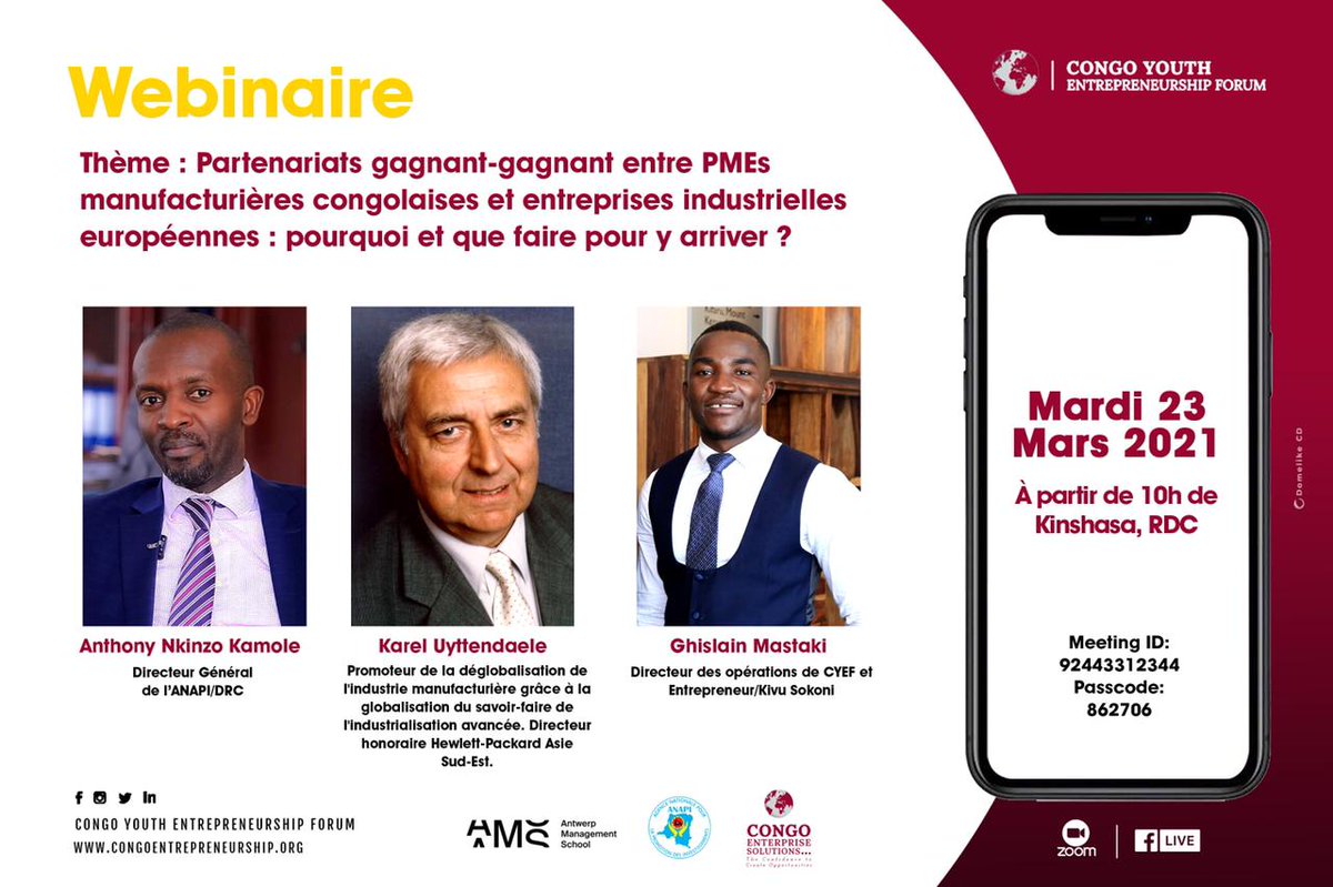 investindrc's tweet photo. .@investindrc a pris part ce jour au webinaire de @cyefrdc autour du thème: Partenariats gagnant-gagnant entre les PMEs manufacturières congolaises et entreprises industrielles européennes. Lire ici👉:
https://t.co/spLwk87ZBZ
@Presidence_RDC @Presidence_RDC @PlanRdc @ankkams https://t.co/BkBzHrHbqR