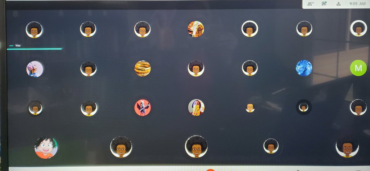 OkyereStem's tweet photo. Leadership is finding your voice and inspiring others...to change their profile pics to match your teacher's bitmoji🤣. Well played, young leader, well played! @the_corner_lcps https://t.co/US3Lm3xqgl