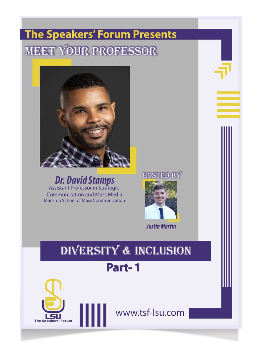 TSF_LSU's tweet photo. The second interview in TSF’s “Meet Your Professor” series features Dr. David Stamps, LSU’s assistant professor in strategic communication and mass media. Stay tuned for the release of part 1 of the interview! https://t.co/lMzWjXpdJA