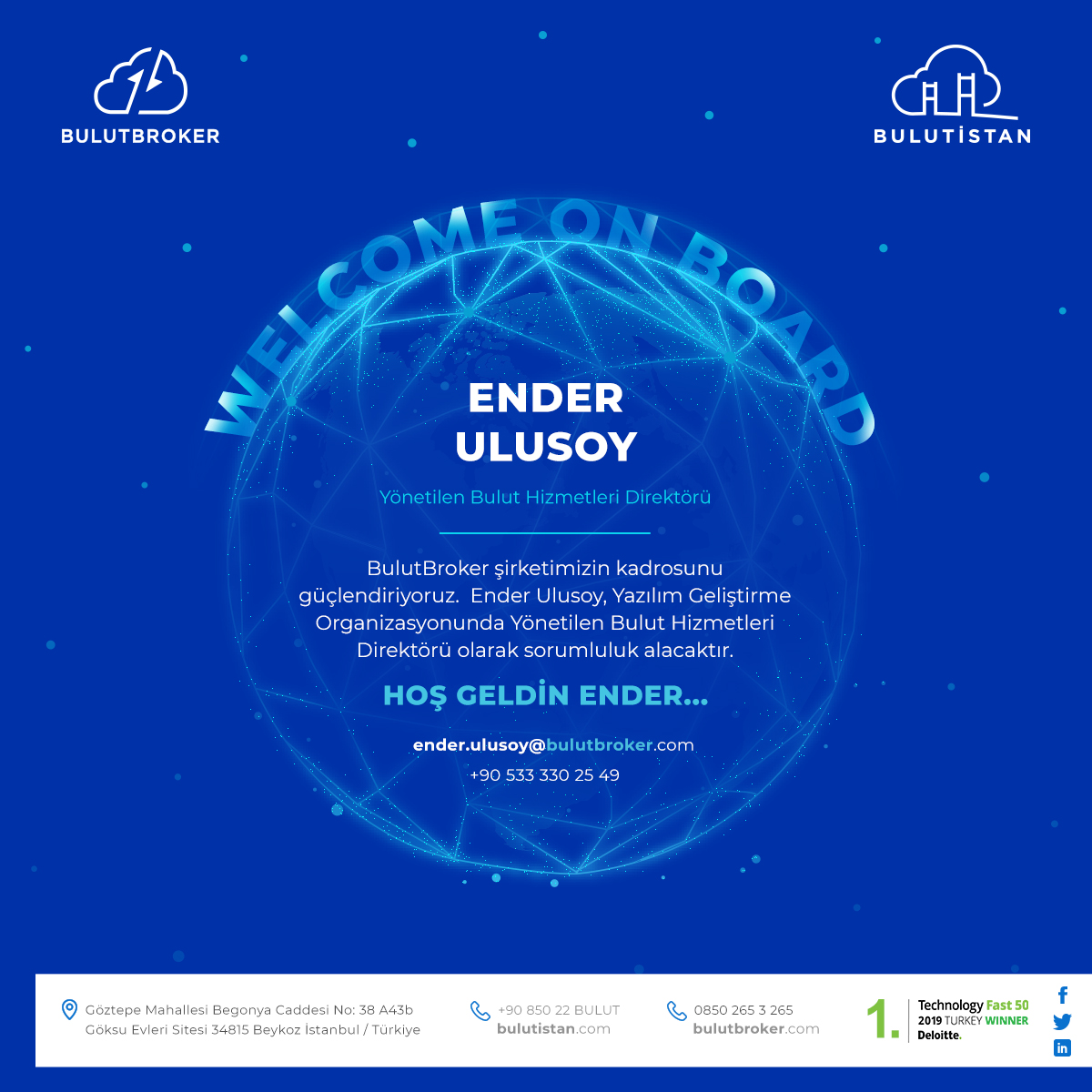 bulutbroker's tweet photo. Bulutistan Ailesi Büyümeye Devam Ediyor. Ender Ulusoy ile daha güçlüyüz. Kendisine hoş geldin diyoruz.

#bulutbilisim #fast50turkey19 #bulutbroker #turkishcloud #bulutistan #cloud #s3 #innovation #technology #entrepreneurship #cloudcomputing #cloudtransformation https://t.co/nAZEoK3Pf1